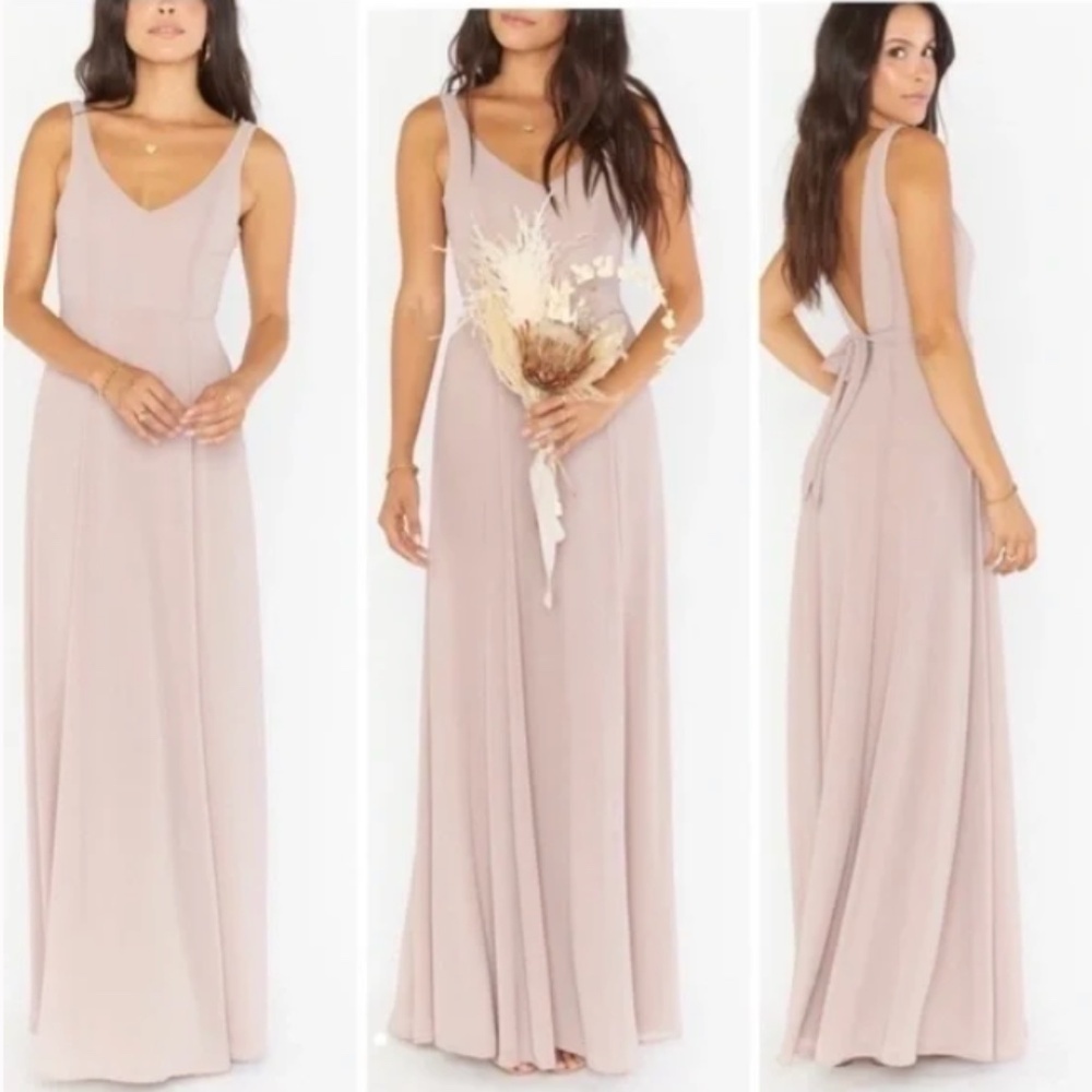 NWT Show Me Your MuMu Jenn Maxi Dress Soft Beige Chiffon size Medium